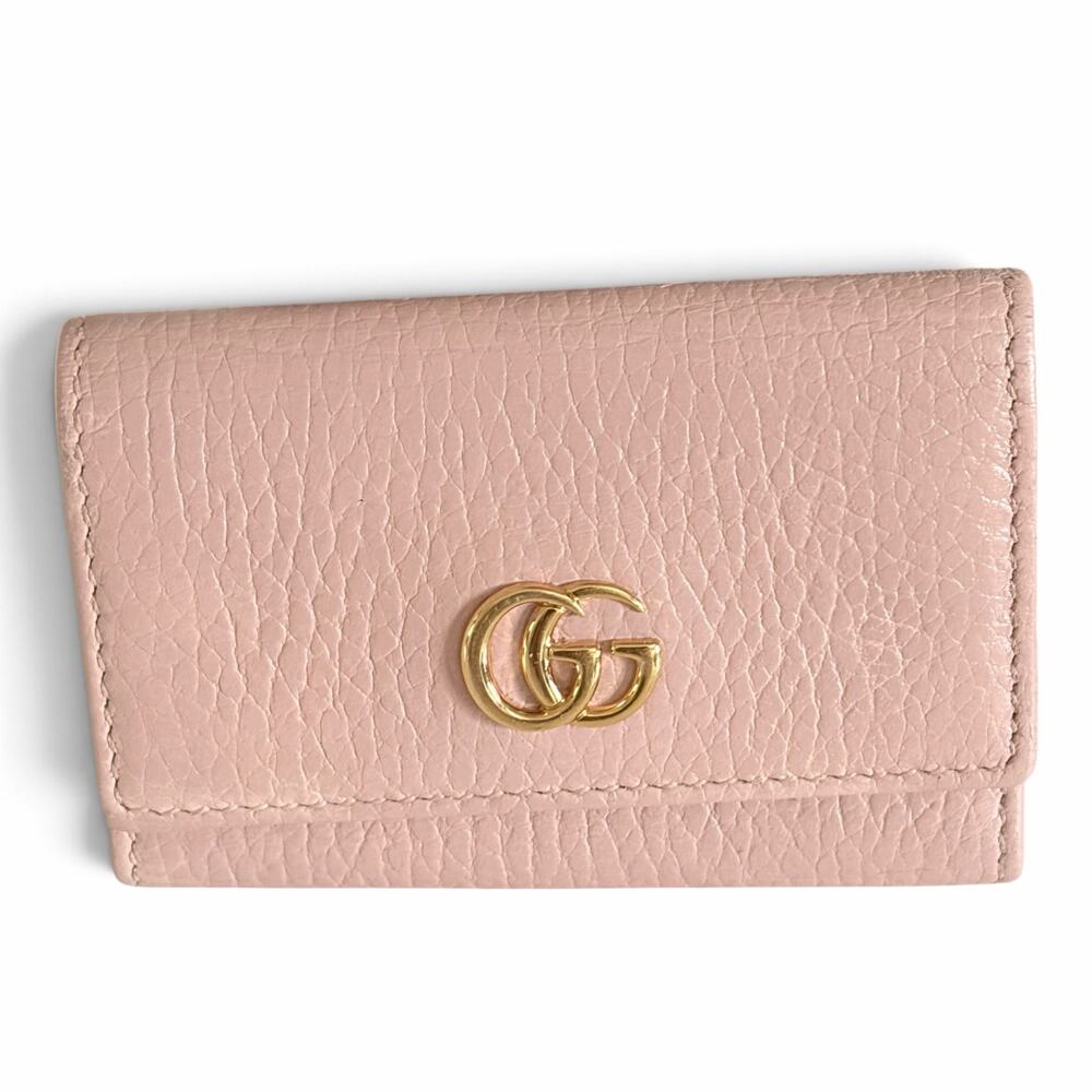 Gucci GG Marmont Dusty Pink Pebbled Leather 6-Key Holder Case Keychain w/ COA